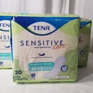 3 Bags Tena  Sensitive Care Pads Moderate #4 20 Pads per Bag Brand New
